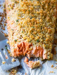 Oven Baked Salmon with Parmesan Herb Crust on ASpicyPerspective.com #salmon