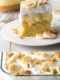 Fluffy Layered Banana Pudding Bake Recipe #ASpicyPerspective #easter #bananacake #spring #potluck #picnic