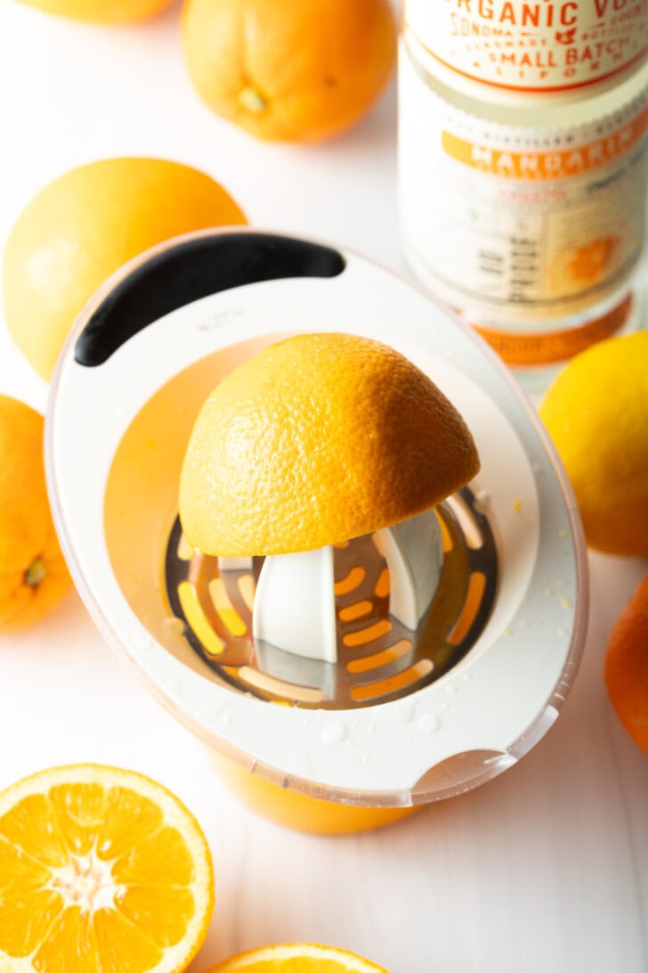 Juicing an orange.