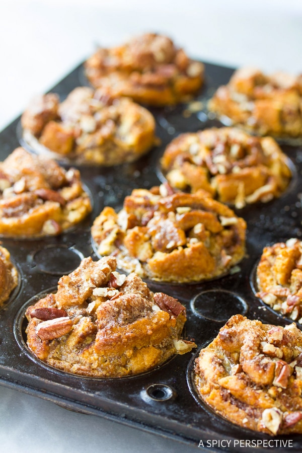 Warm Cinnamon Roll Bread Pudding Muffins Recipe