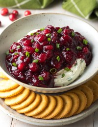 Cranberry Jalapeno Cream Cheese Dip Recipe #ASpicyPerspective #dip #party #snack #cranberry #creamcheese #appetizer #holiday #christmas #glutenfree