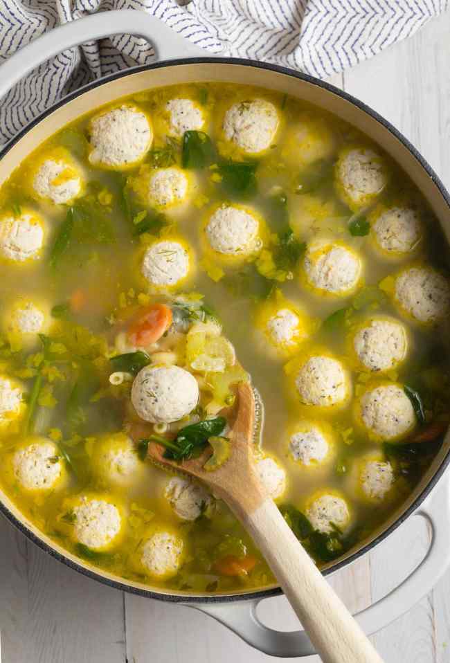 Easy Healthy Italian Meatball Soup Recipe #ASpicyPerspective #glutenfree #skinny