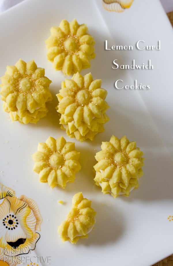 Lemon Cookies Recipe with Lemon Cream Filling | ASpicyPerspective.com #cookies #lemon #cookies #kidfriendly