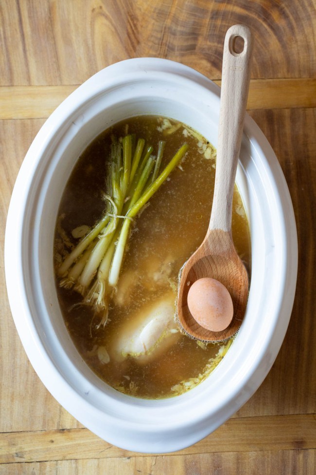 How to Make Slow Cooker Ramen - ingredients in crockpot
